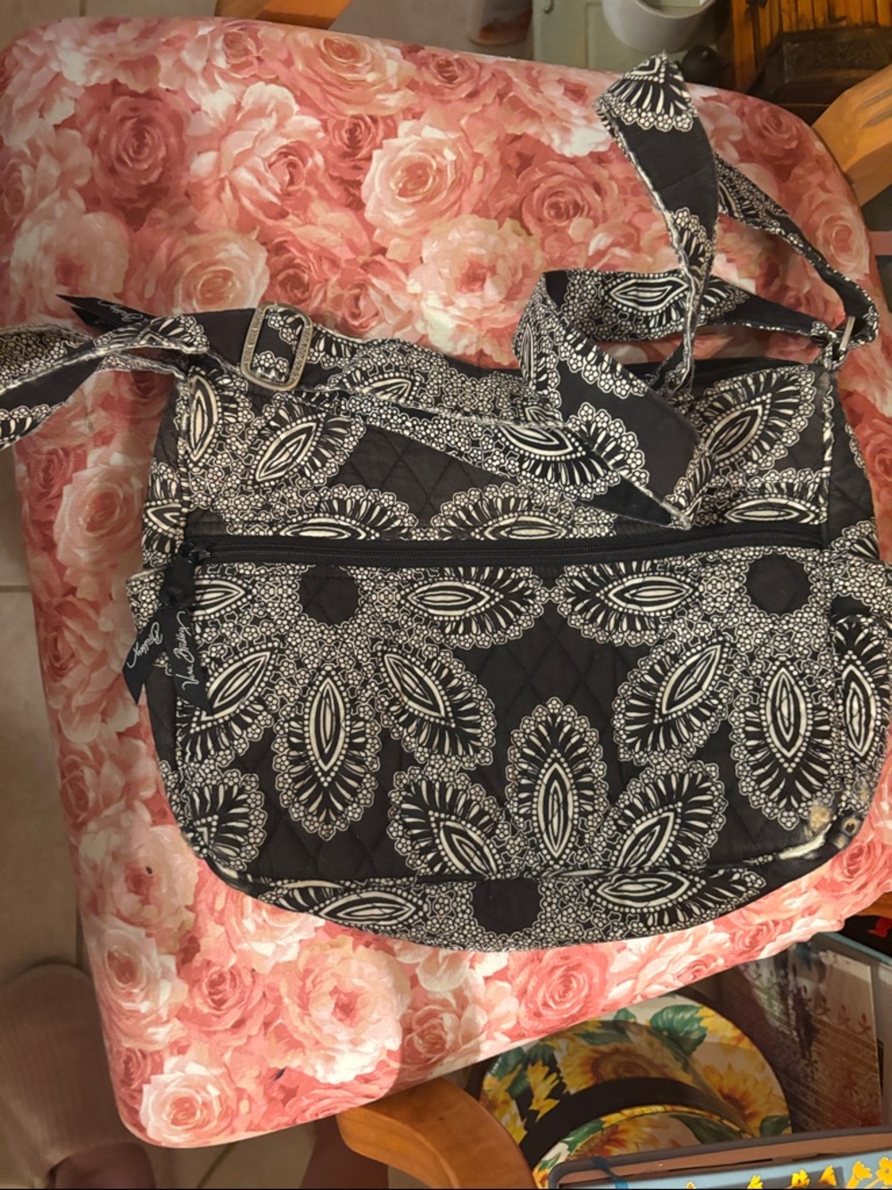 Vera Bradley Black & White Quilted Paisley Crossbody Bag
